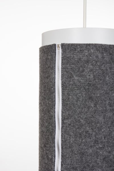design hängelampe pendelleuchte stoff grau schmal wohnzimmer schlafzimmer lampe | Wohnzimmer Esszimmer Leuchte