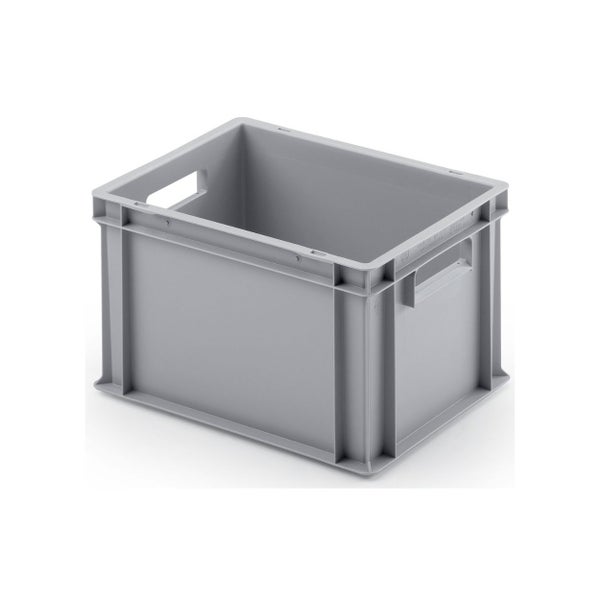 PROREGAL SuperSparSet 5 x Eurobehälter Mit Offenem Griff und Auflagedeckel HxBxT 23,5 x 30 x 40 cm 22 Liter Grau Eurobox Transportbox