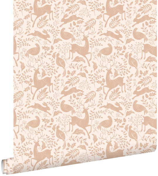 Tapetenrolle mit Hirsch-, Hasen- und Vogelmuster
