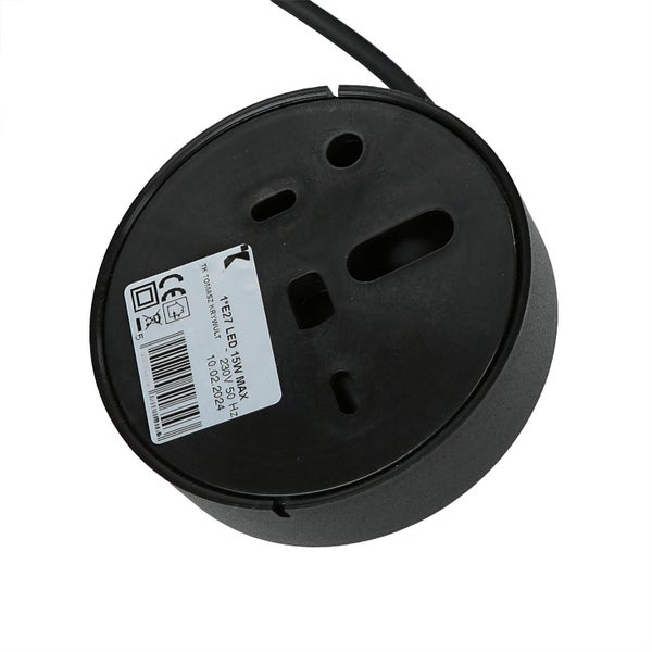 Schwarze Lampenfassung mit E27 Fassung und Anschlusskabel