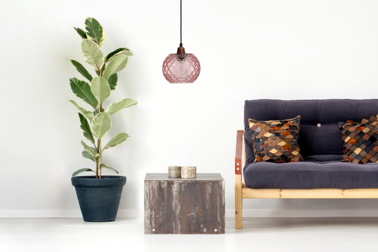 Vintage Glaskugel lampe Rosa, Hängelampe Retro Muster | Wohnzimmer Esszimmer Leuchte