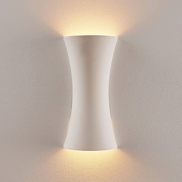 Lindby Wandleuchte, Wandlampe Innen Edon (Modern) in Weiß aus Gips/Ton (2 flammig E14) - Wandstrahler Wandbeleuchtung Schlafzimmer / Wohnzimmer Licht nach oben & unten Schlafzimmerleuchte