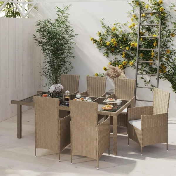 Gartenmöbelset mit Tisch und Stühlen aus Rattan