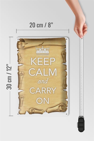 Blechschild Spruch 20x30cm Keep Calm and carry on