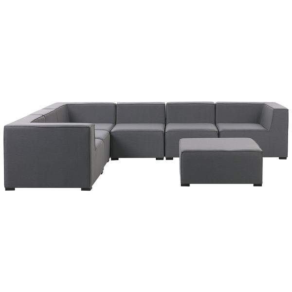 Garten Ecksofa mit Ottomane 7-Sitzer AREZZO rechtsseitig modular Grau