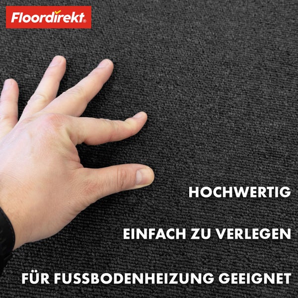 FLOORDIREKT Teppichfliese Moscow - Selbstliegend - 50 x 50 cm - Anthrazit