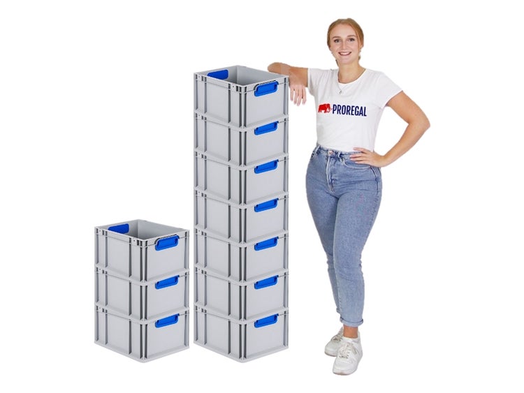 PROREGAL Eurobox Nextgen Color HxBxT 22 x 30 x 40 cm 20 Liter Griffe Blau Geschlossen Glatter Boden Eurobehälter Transportbox