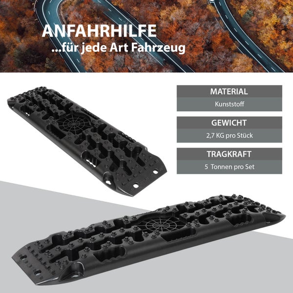 Anfahrtshilfe aus Kunststoff für jedes Fahrzeug, Gewicht 2,7 kg pro Stück, Tragkraft 5 Tonnen pro Set