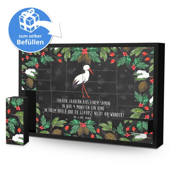 Mr. & Mrs. Panda Befüllbarer Adventskalender Storch - Schwarz