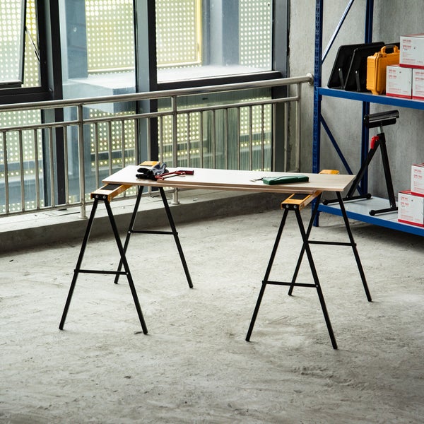 HOMCOM, Sägepferd, Unterstellbock, 99,5L x 50B x 78H cm, Stahl, Orange+Schwarz