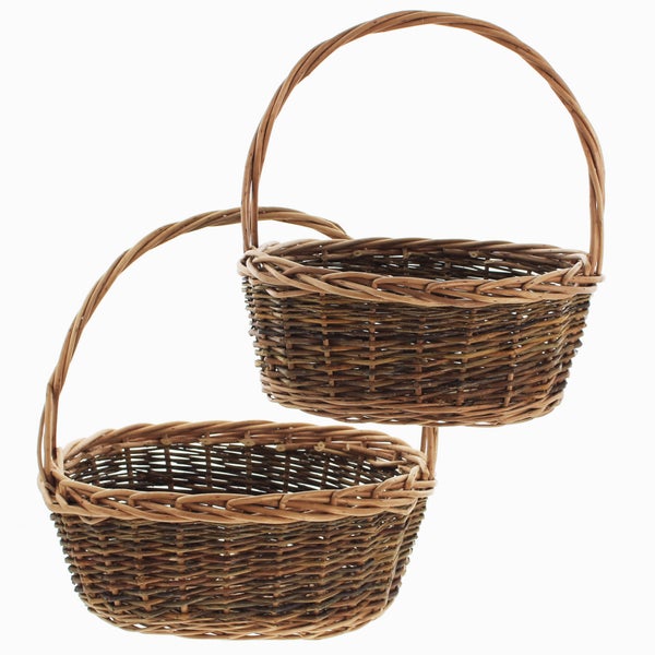 FRANK FLECHTWAREN | Bügelkorb Zopfrand, 2er Set, WEIDE, 33 x 24 x 14 cm, GH 33 cm, 38 x 30 x 16 cm, GH 38 cm