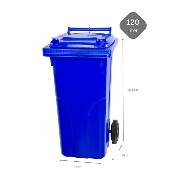 PROREGAL SuperSparSet 2x 2-Rad-Mülltonne Mgb HDPE-Kunststoff 120 Liter Blau & Rot