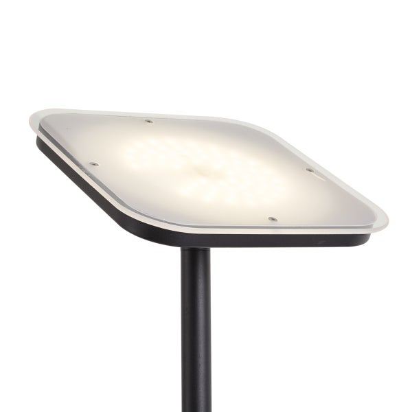 Moderne quadratische LED Wegleuchte mit flachem Leuchtkopf aus Metall und Kunststoff