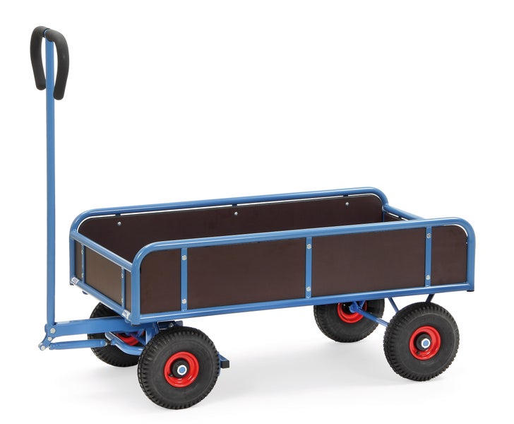 Bollerwagen mit Holzaufbau und Gummirädern