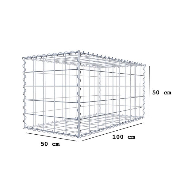 Gabione 100 cm x 50 cm x 50 cm (L x H x T), Maschenweite 10 cm x 10 cm, Spirale