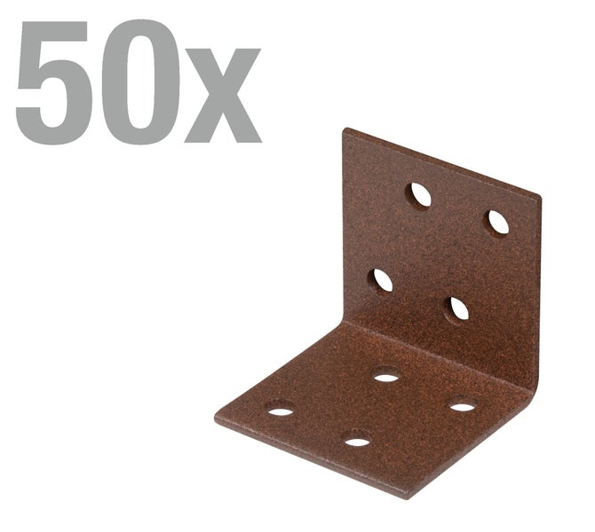 Set von 50 Winkelverbindern aus Metall mit vorgebohrten Löchern zur stabilen Befestigung