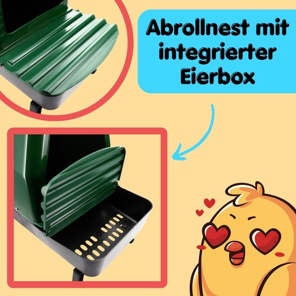 Abrollnest mit integrierter Eierbox Detailansicht