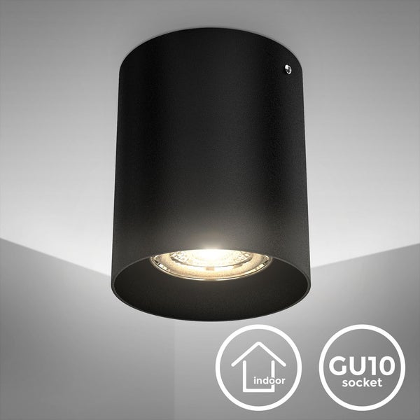 Deckenleuchte Ø8 cm - GU10 Fassung, runde Form, schwarz