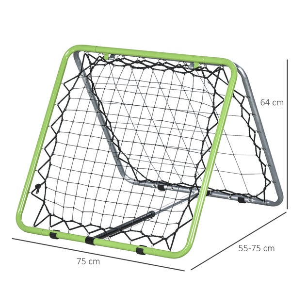 HOMCOM Fußball Rebounder, Kickback Tor, beidseitiger Rückprall, Verstellbar in 5 Stufen, 75 x 75 x 64 cm, Metall, Grün+Schwarz
