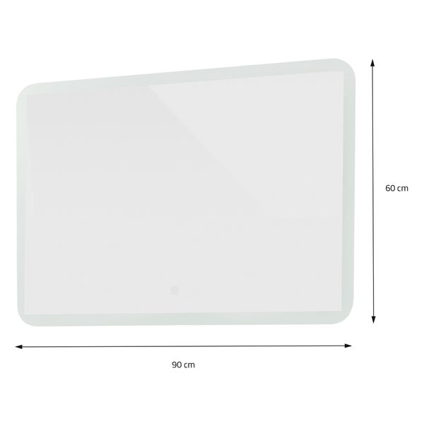 ML-Design Badspiegel, Weiß, Led-Spiegel mit Touchschalter 90 x 60 cm, Glas, Badezimmerspiegel mit Beleuchtung, Wandspiegel, Spiegel, Touch-Bedienung, Lichtspiegel, Badezimmer Spiegel mit LED-Licht