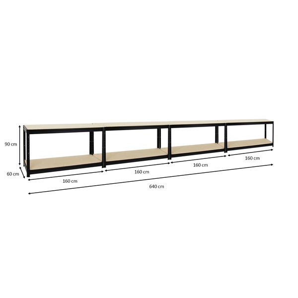PROREGAL Mega Deal 4x Höhenverstellbare Werkbank Dino HxBxT 90 x 160 x 60 cm Traglast 600 kg Schwarz