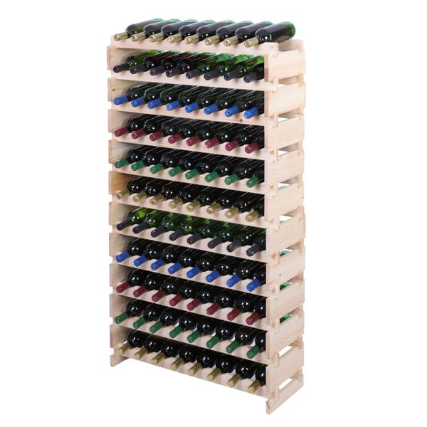 Weinregal VINOTECA FLEX PRO HxBxT 149x84x28cm 88 Flaschen auf 11 Ebenen Massives Kiefernholz Natur unbehandelt