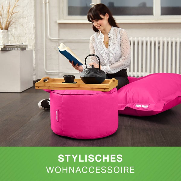 Green Bean Sitzsack-Hocker 45x25cm mit EPS-Perlen Füllung - Fußhocker Fußkissen Sitz-Pouf für Sitzsäcke - Bodenkissen für Kinder und Erwachsene - Fußablage Sitzkissen Sitzhocker Pink