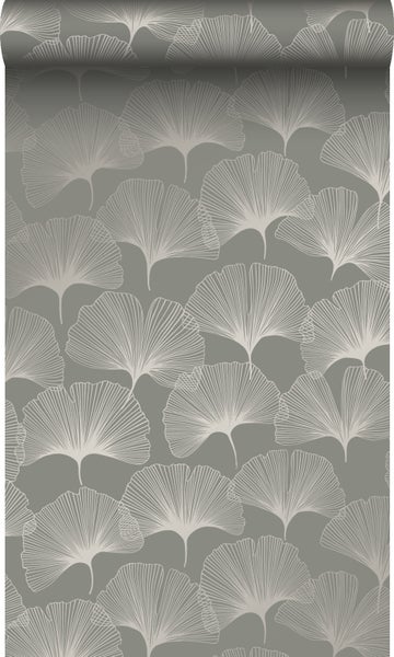 Origin Wallcoverings Tapete Ginkgoblätter Grau - 0,53 x 10,05 m - 347731