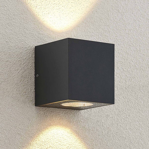 Arcchio LED Wandleuchte außen Tassnim (Modern) in Schwarz aus Aluminium (2 flammig, ) - Außenwandleuchten Wandlampe Led Außenlampe Outdoor für Außenwand/Hauswand Haus Terrasse &
