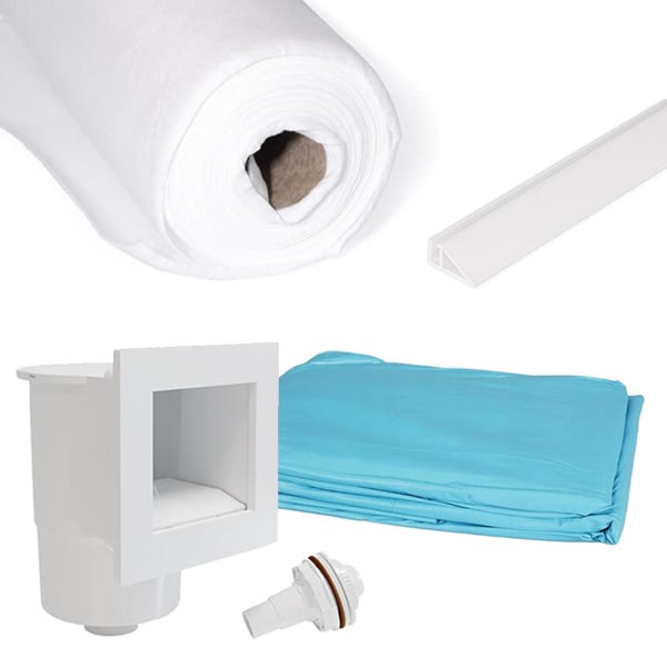Poolbau-Set mit Vlies, Profilen, Einbauskimmer, Folie und Anschlussmuffe