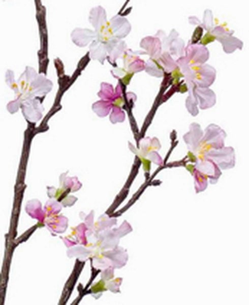 Künstlicher Kirschblütenzweig mit rosa Blüten und braunem Ast für die Dekoration.