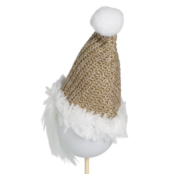 Weihnachtsbaumspitze mit gestricktem Weihnachtsmannhut und Bommel