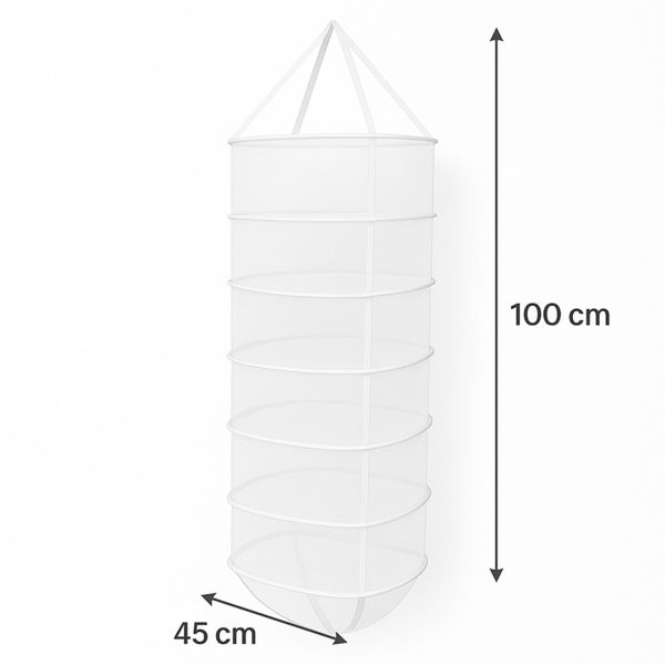 Wäschetrockner mit einer Höhe von 100 Zentimetern und einem Durchmesser von 45 Zentimetern.