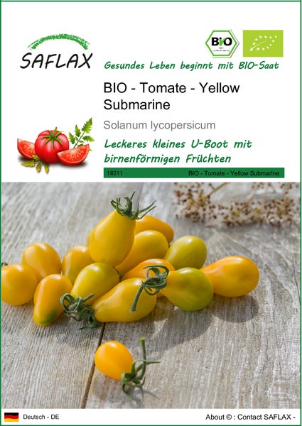 SAFLAX  - BIO - Tomate - Yellow Submarine - Solanum lycopersicum - 10 Samen