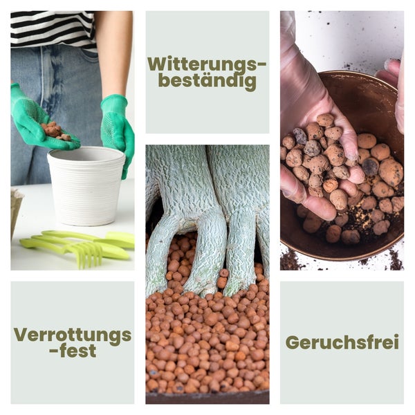 Blähton-Anwendung mit den Merkmalen witterungsbeständig, verrottungsfest und geruchsfrei