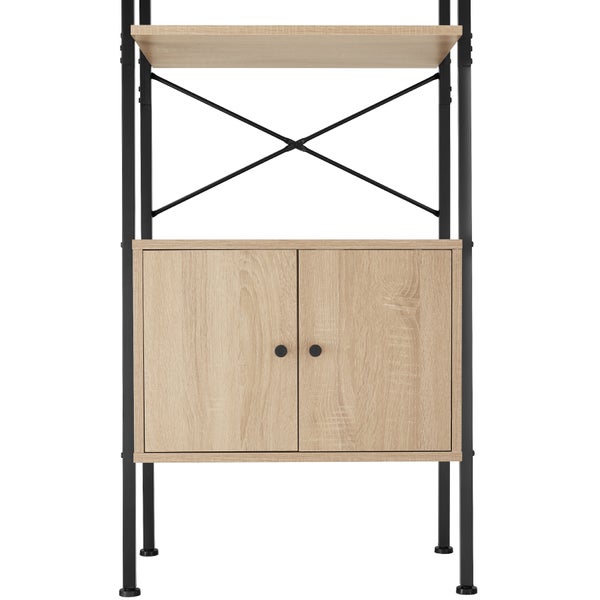 Leiterregal tectake Brentwood inklusive Kippschutz, 57,5 x 34 x 173 cm Industrial Style Industrial Holz hell, Eiche Sonoma