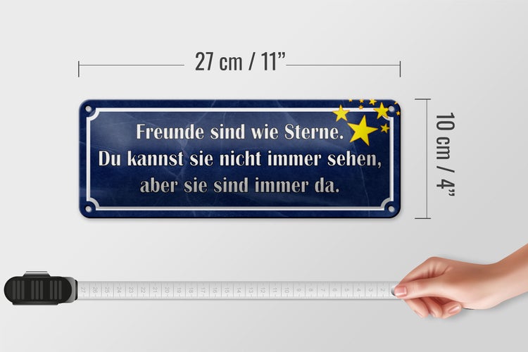 Blechschild Spruch 27x10cm Freunde wie Sterne sind immer da Dekoration