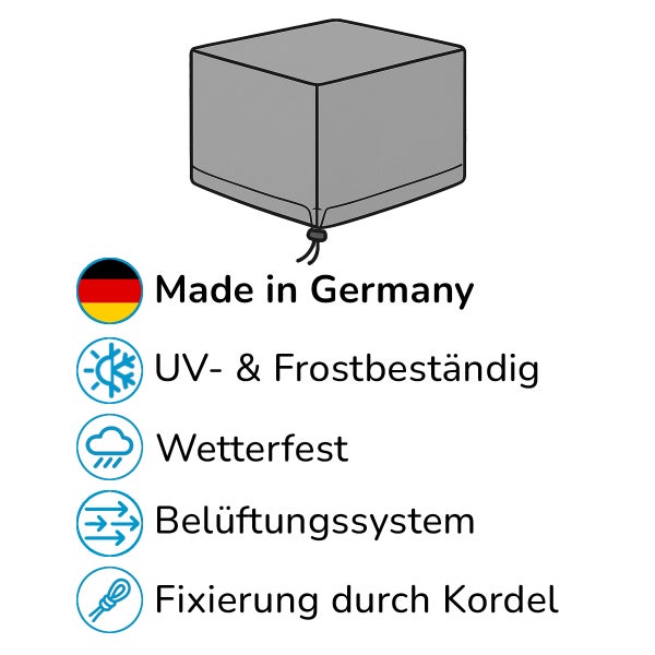 PegasoMarine Schutzhülle 59x59x43 cm für Gartentisch Wetterfeste Abdeckung für Gartenmöbel