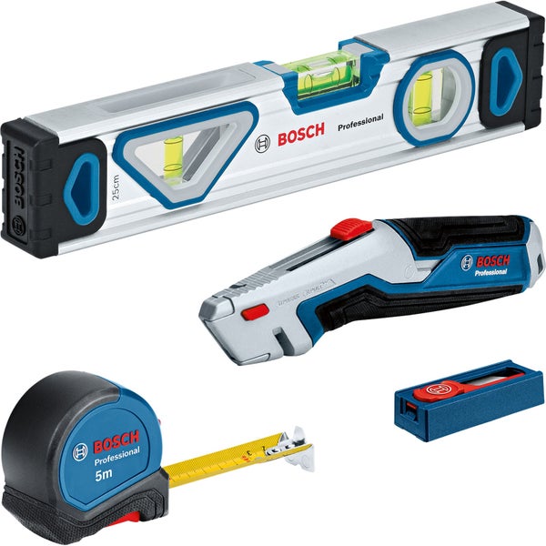 Bosch Wasserwaage, Cutter und Rollbandmass Set