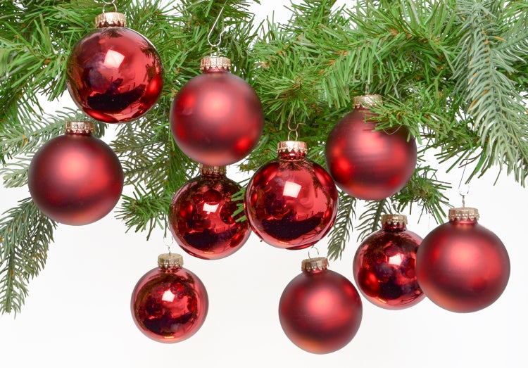 Rot 6cm Glaskugeln uni in Kugeldose (10 Stück), 10 Stck., Weihnachtsbaumkugeln, Christbaumschmuck, Weihnachtsbaumanhänger