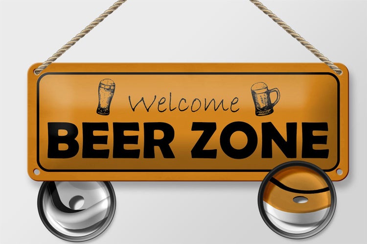 Blechschild Spruch 27x10cm welcome Beer Zone Dekoration