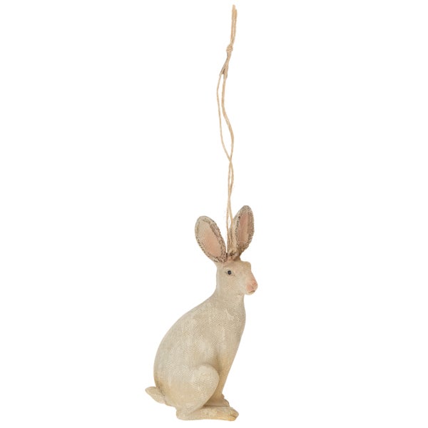 Dekohänger Osterhase aus Polyresin mit Juteschnur.