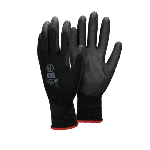 ECD Germany 60 Paar Arbeitshandschuhe mit PU-Beschichtung, Größe 7-S, Schwarz, atmungsaktiv, rutschfest, robust, Mechanikerhandschuhe Montagehandschuhe Schutzhandschuhe Gartenhandschuhe Handschuhe