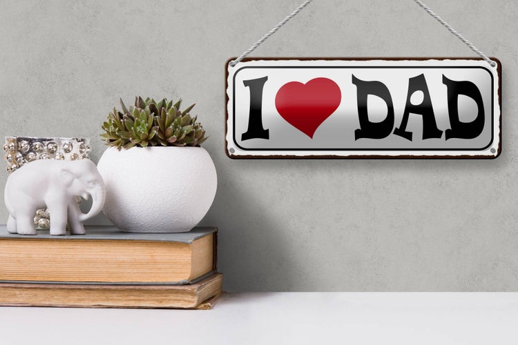 Blechschild Spruch 27x10cm I love Dad Papa Dekoration