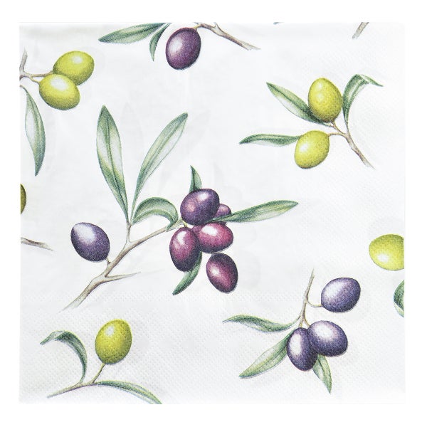 Serviette mit Oliven-Motiv
