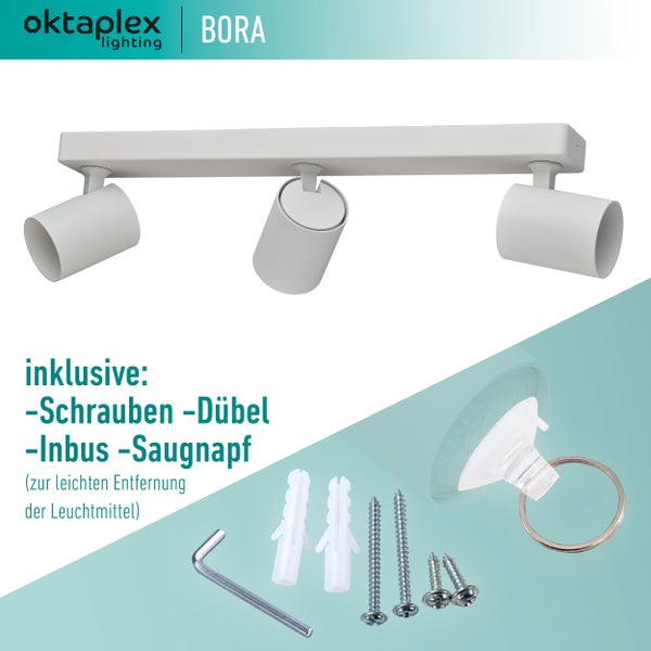 Oktaplex Bora Deckenleuchte inklusive Schrauben, Dübel, Inbus und Saugnapf