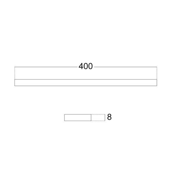 Maßzeichnung mit einer Länge von 400 Millimetern und einer Höhe von 8 Millimetern.