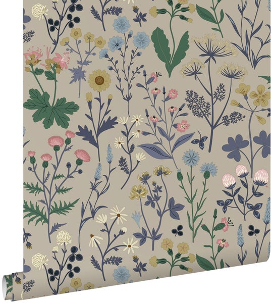 Vliestapete mit floralem Wiesenblumenmuster für den Innenbereich