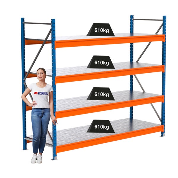 Regal mit vier Ebenen, Traglast 610 Kilogramm pro Ebene