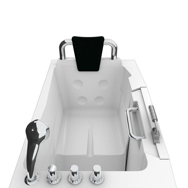 Begehbare Badewanne mit Handbrause, Armaturen und Kopfstütze